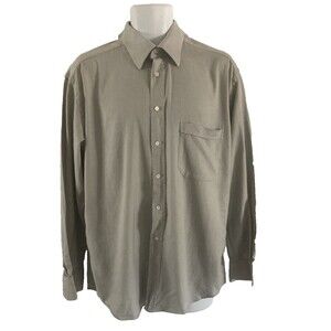 Canali Button-Up Dress Shirt Men's 42/16.5 Gray Collared Preppy Made In Italy